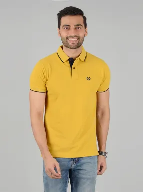 Mustard Yellow Solid Slim Fit Polo T-Shirt | Greenfibre