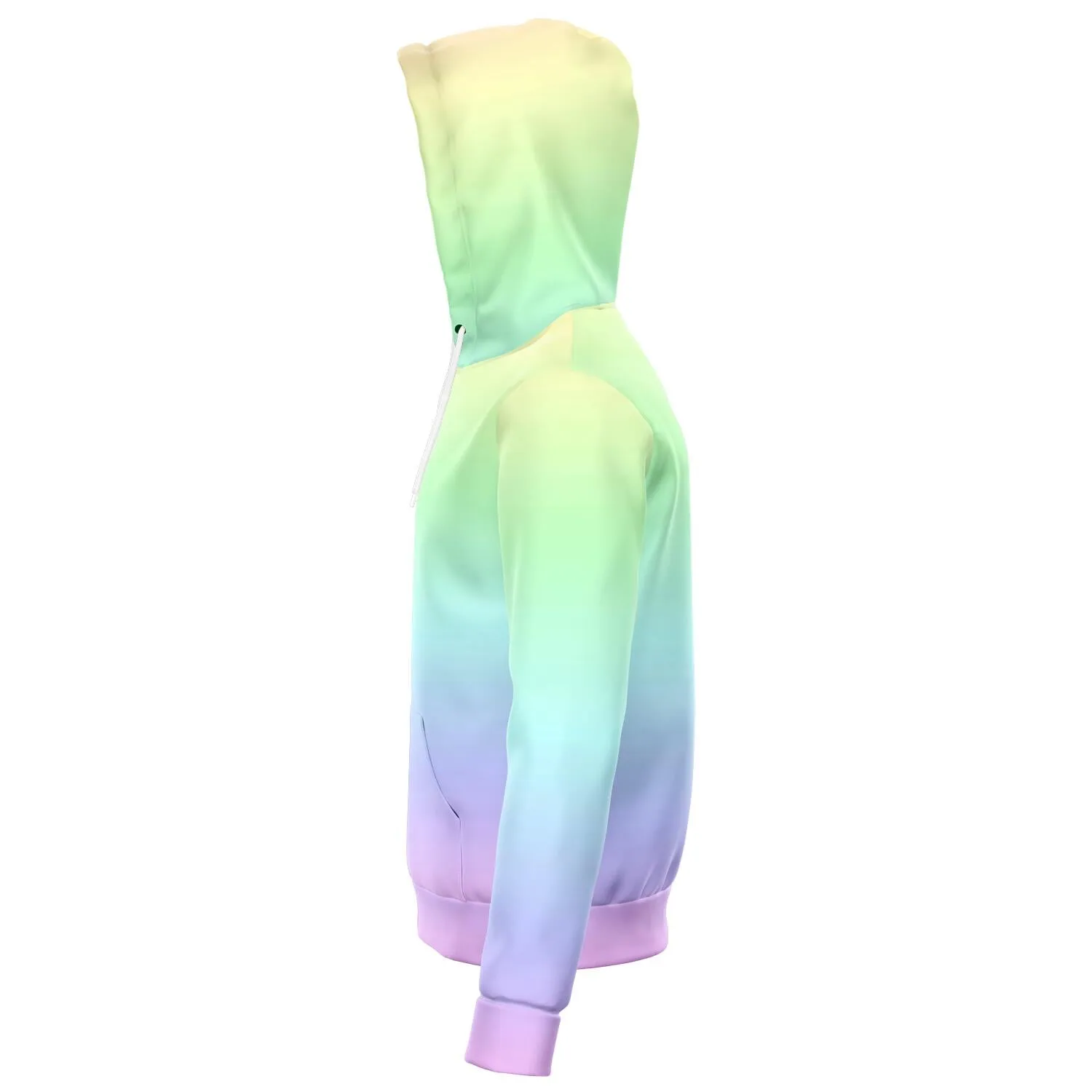 Pastel Rainbow Zipper Hoodie, Tie Dye Hooded Sweatshirt Kawaii Goth Pink Purple Printed Ombre Colorful Cotton Pocket Zip Up Hoodie