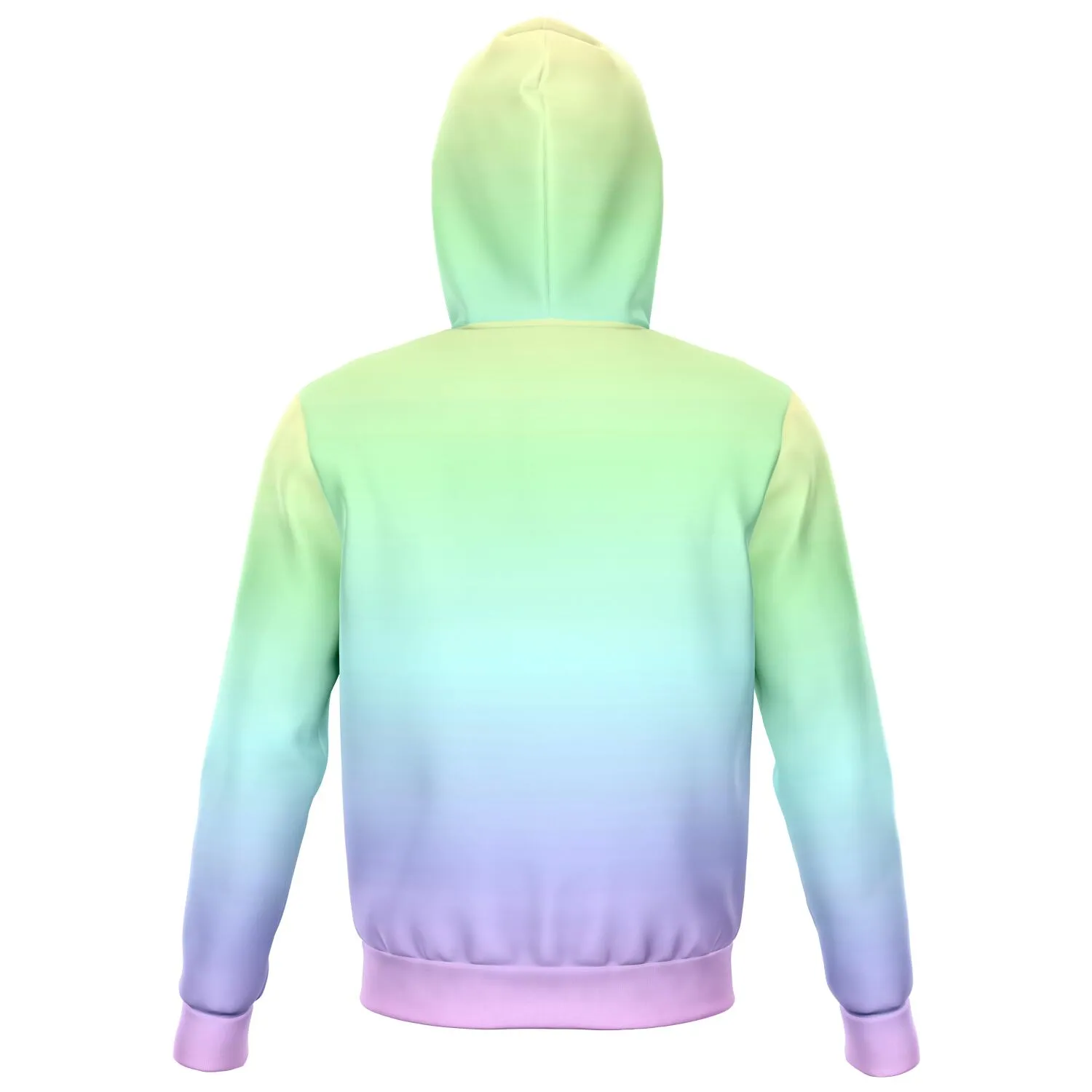 Pastel Rainbow Zipper Hoodie, Tie Dye Hooded Sweatshirt Kawaii Goth Pink Purple Printed Ombre Colorful Cotton Pocket Zip Up Hoodie