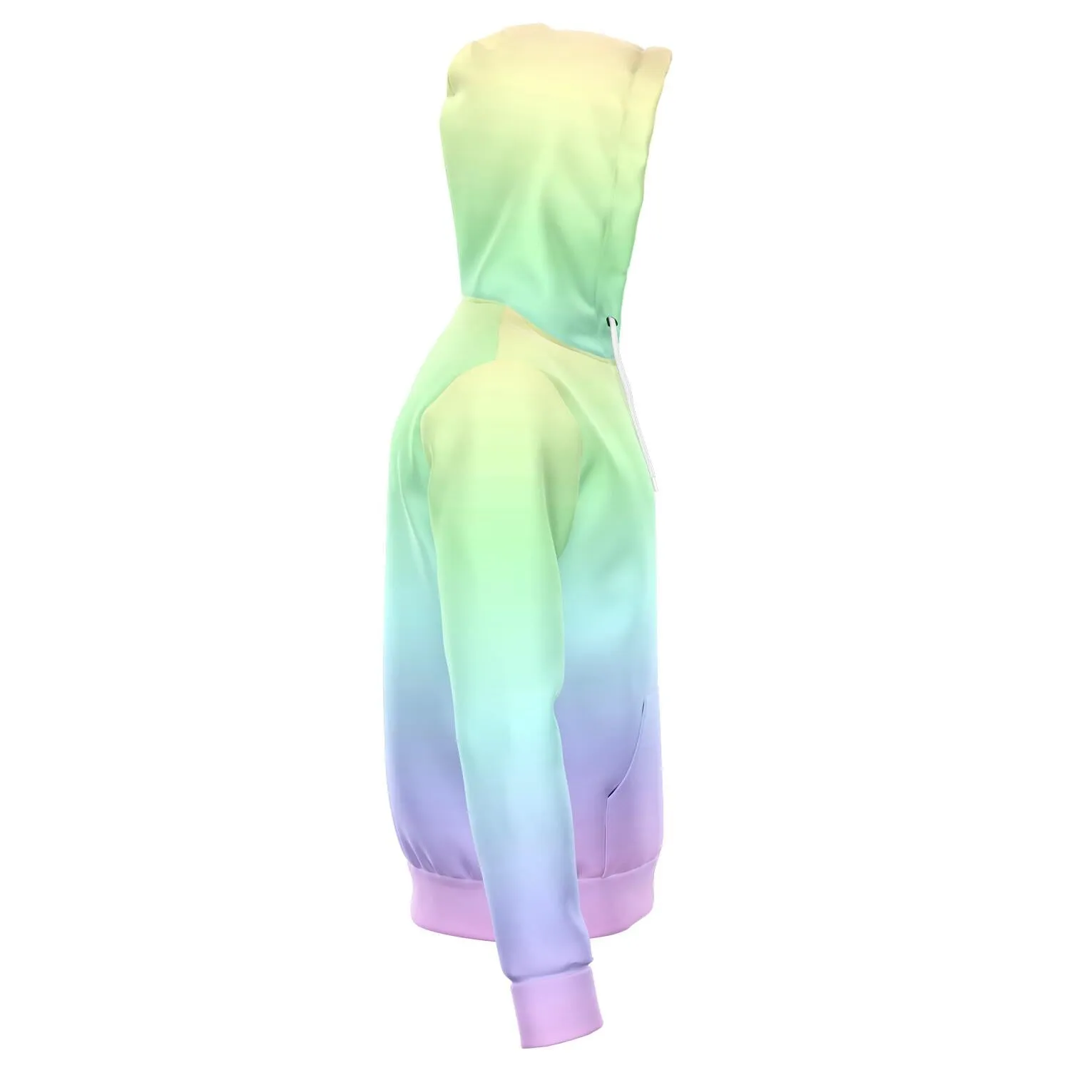 Pastel Rainbow Zipper Hoodie, Tie Dye Hooded Sweatshirt Kawaii Goth Pink Purple Printed Ombre Colorful Cotton Pocket Zip Up Hoodie