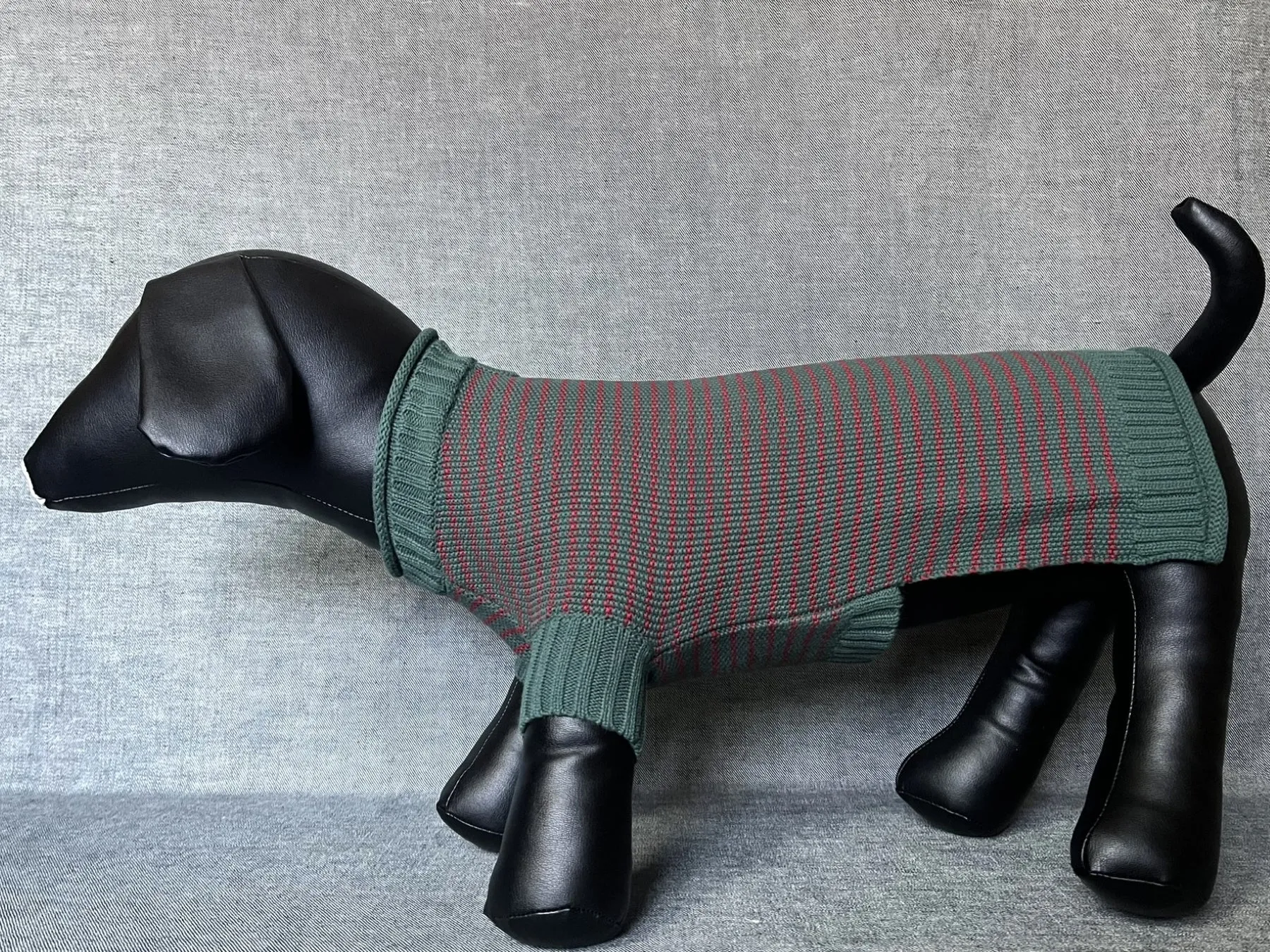 Paws Roll Neck Seed Stripe Pattern Knitted Sweater