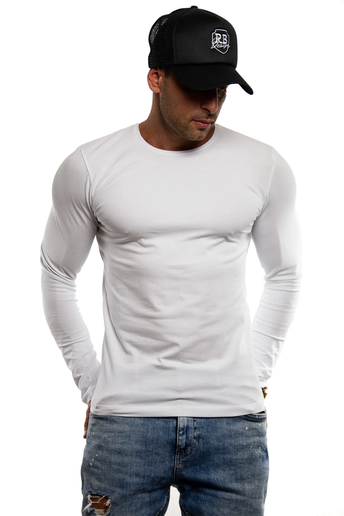 Plain White Crew Neck Long Sleeve T-shirt