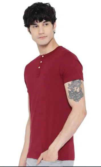 Regular Fit Men's Half Sleeve Henley Cotton T-Shirts Combo (Pack Of 4) by LazyChunks