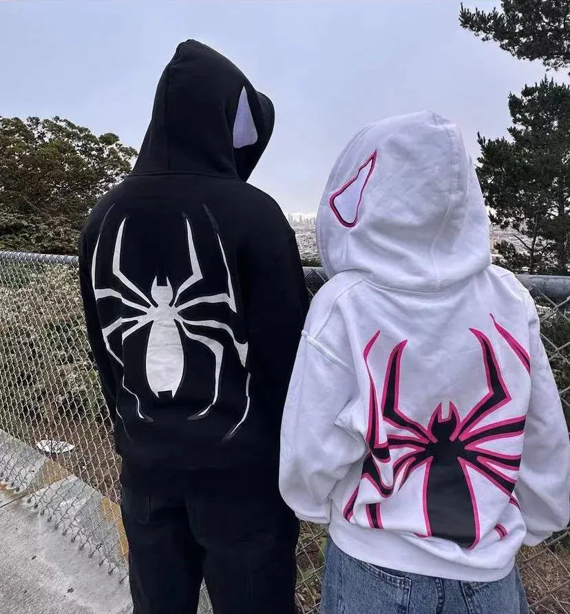 Spider Print Oversized Graphic Harajuku Streetwear Hoodie