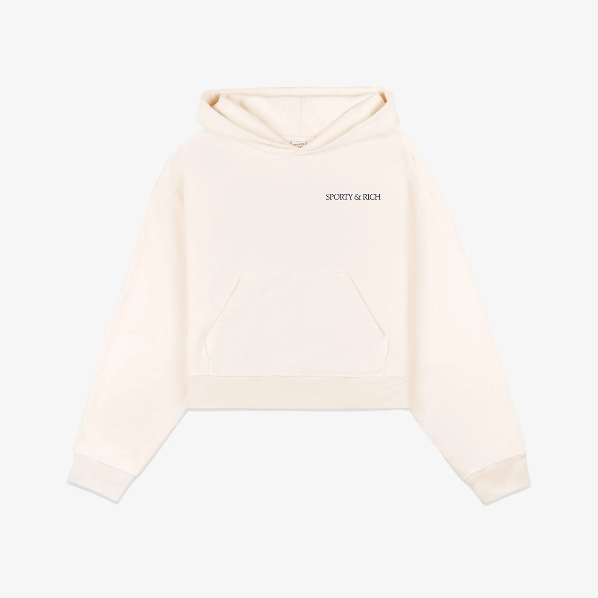 SPORTY & RICH | WMN'S H&W CLUB CROPPED HOODIE { CREAM/NAVY