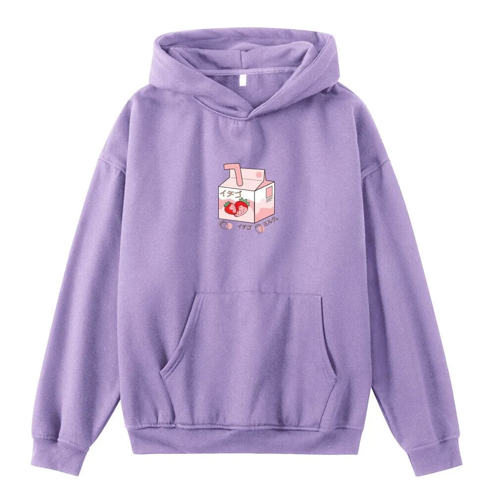 Strawberry Milk Box Oversized Soft Hoodies