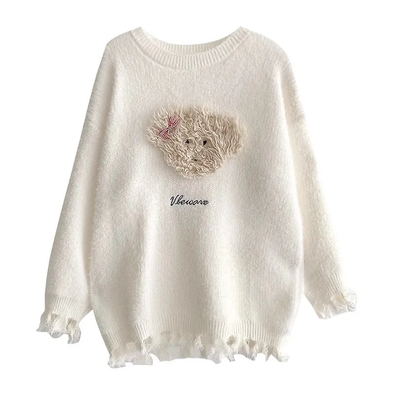 Sweet soft round neck long-sleeved knitted sweater    S4723