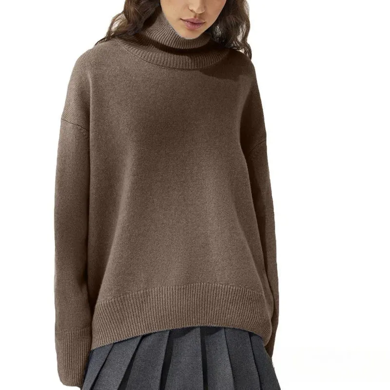 Turtleneck Long Sleeve Knit Pullover Autumn Winter Women's Clothing Trend Loose Lazy Sweater