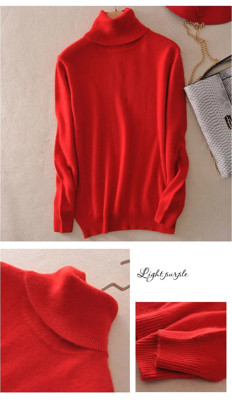 VenusFox Cashmere Turtleneck Knitted Sweater