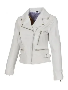 White Biker Leather Jacket