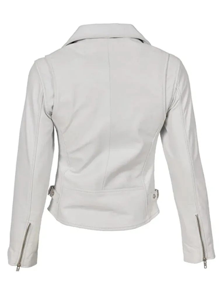 White Biker Leather Jacket